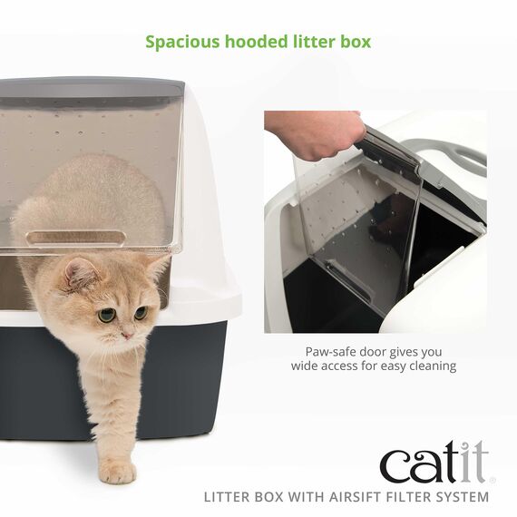 Catit 50702 Katzentoilette mit Abdeckung, 46 x 41,5 x 54,5cm, Weiss/Grau (Produkt kann variieren)