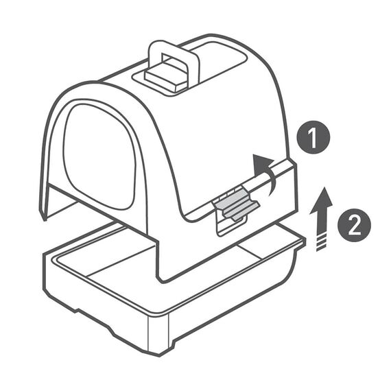 Curver petlife Katzentoilette mit Deckel, Katzenklo inklusive Schaufel, moderne Rattangeflecht-Optik, anthrazit, 51,5 x 38,5 x 40 cm