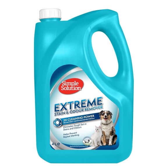 Simple Solution Extreme Pet Flecken- und Geruchsentferner, Enzymatischer Reiniger mit 3X Pro-Bakterien Reinigungskraft - 4Ltr
