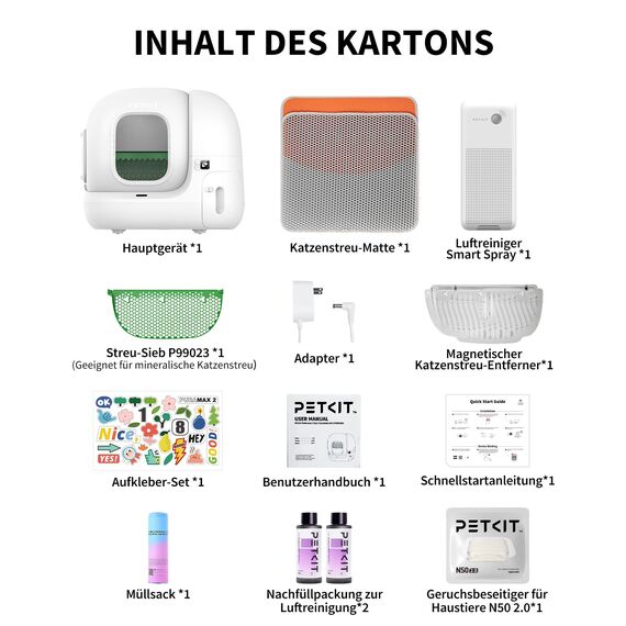 PETKIT Pura Max 2 Selbstreinigende Katzentoilette, 76L Katzenklo Selbstreinigend,xSecure,Geruchsbeseitigung,App-Steuerung,Große Fassungsvermögen,Automatisches Katzenklo für Mehrere Katzen