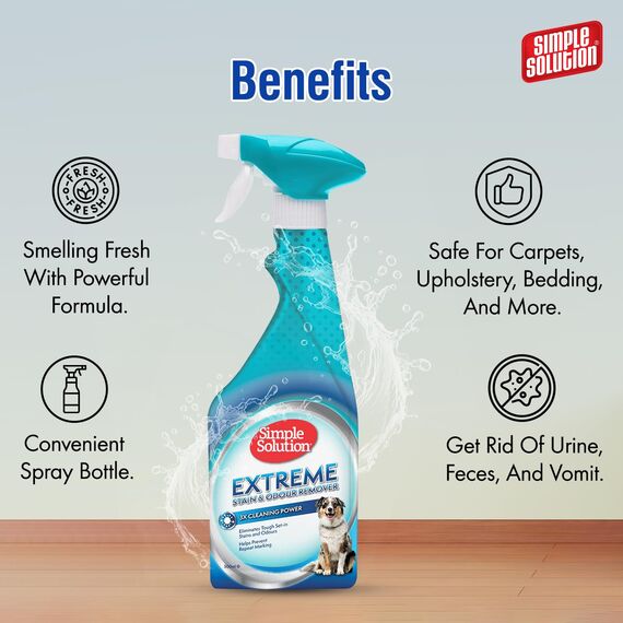 Simple Solution Extreme Hundeflecken- und Geruchsentferner | Enzymatischer Reiniger mit 3X Pro-Bakterien Reinigungskraft - 500ml