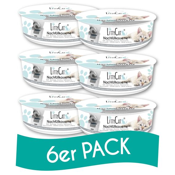 LittyCat® Nachfüllkassetten für LittyCat Katzenstreu Eimer (6er Pack) • Bis zu 2 Monate pro Kassette • Saubere & geruchlose Katzenstreu Entsorgung • Schlauchsystem Katzenkot entsorgen