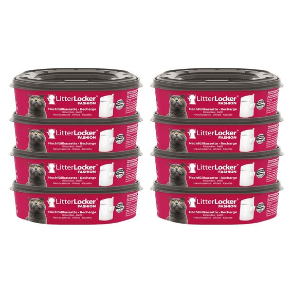 Litter Locker LitterLocker Fashion 8er-Pack Original Nachfüllkassetten, erspart den täglichen Gang zur Mülltonne, sauber und geruchlos, Schwarz