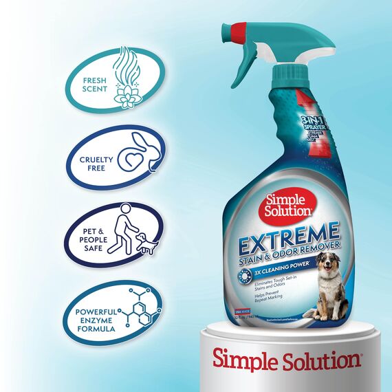 Simple Solution Extreme Pet Flecken- und Geruchsentferner | Enzymatischer Reiniger mit 3X Pro-Bakterien Reinigungskraft - 945ml (Packung mit 2)