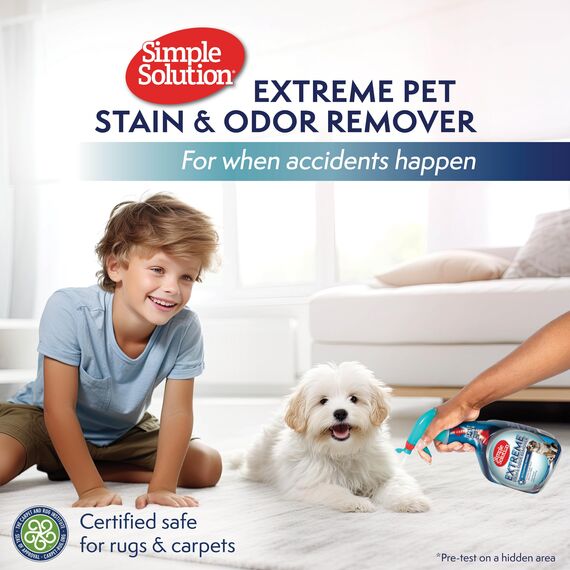 Simple Solution Extreme Pet Flecken- und Geruchsentferner | Enzymatischer Reiniger mit 3X Pro-Bakterien Reinigungskraft - 945ml (Packung mit 2)