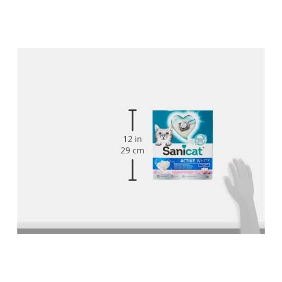 Sanicat Klumpstreu Active White mit Lotusblumenduft Hergestellt aus natürlichen Mineralien mit garantierter Geruchsbindung Absorbiert die Feuchtigkeit und erleichtert die Reinigung Packungsgröße 6l