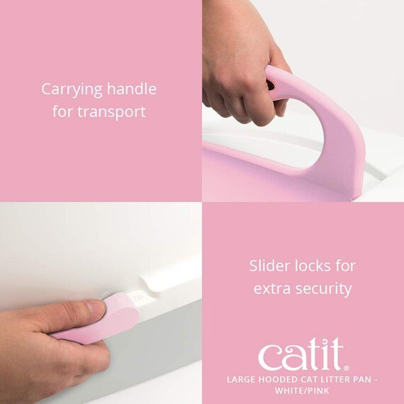 Catit 50700 Katzentoilette mit Abdeckung, 43 x 57 x 50cm, weiß/grau/pink