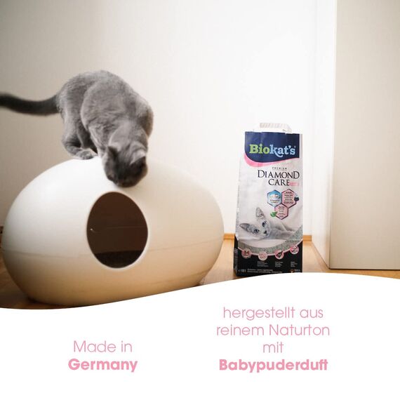 Biokat's Diamond Care Fresh Katzenstreu mit Babypuder-Duft - Feine Klumpstreu aus Bentonit mit Aktivkohle und Aloe Vera - 1 Sack (1 x 10 L) (Packung mit 2)