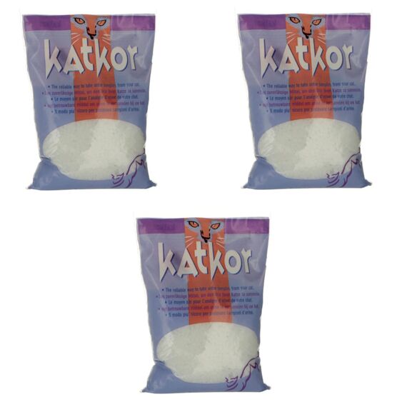 Katkor Perlenstreu | 3er Pack | 3 x 200 g | Urin-Katzenstreu für die Urinprobengewinnung | Zur Untersuchung des Urins Ihrer Katze | Mit Pipette