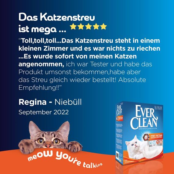 Ever Clean Katzenstreu mit schnellwirkender Geruchsbekämpfung, 10 Liter, mit Duftstoffen