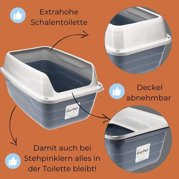 XXL Extra hohe Katzentoilette offene Katzenklo mit hohem Rand ohne Deckel große Katzentoilette offen Katzenklo hoher Rand
