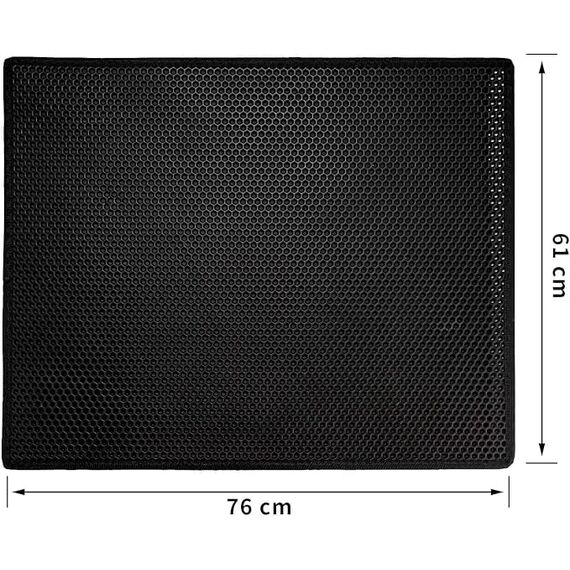 Pieviev Katzenklo Matte, Katzenstreu Matte Katzenklo Unterleger Waben Design Katzenklo Vorleger wasserdichte Doppelte Schichte Entwurf Bienenwabe Matte, Schwarz, 76cm*61cm