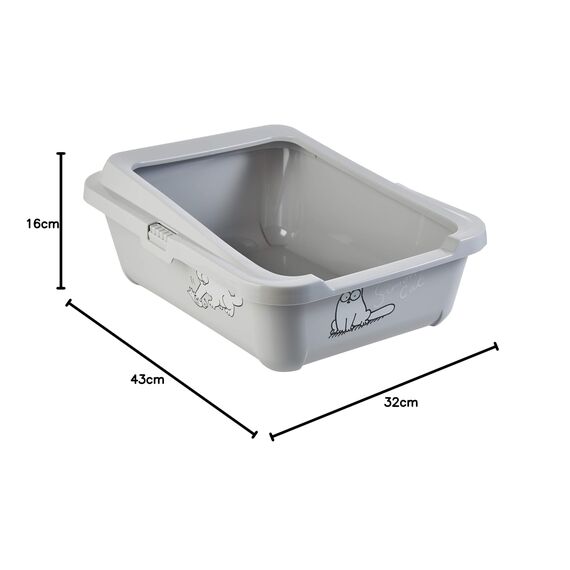 Simon's Cat, Katzentoilette mit Rand L: 43 cm B: 32 cm H: 16 cm grau