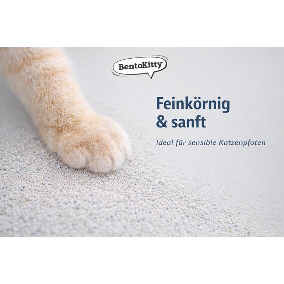 BentoKitty Katzenstreu (10L, 1er Pack) mit Babypuder Duft, Klumpend, weiß, feinkörnig, Klumpstreu aus Bentonite, für Sensitive Katzenpfoten geeignet, Saugstark, Geruchsbindend