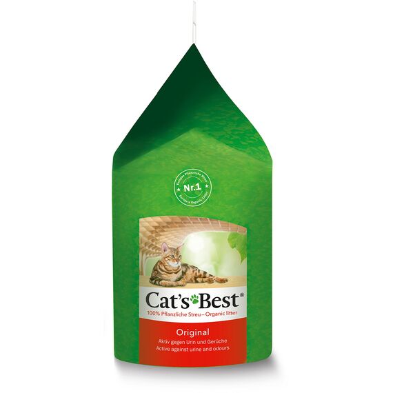 Cat's Best Original Katzenstreu, 100 % pflanzliche Katzen Klumpstreu mit maximaler Saugkraft – bekämpft Gerüche natürlich aktiv, 4,3 kg/10 l