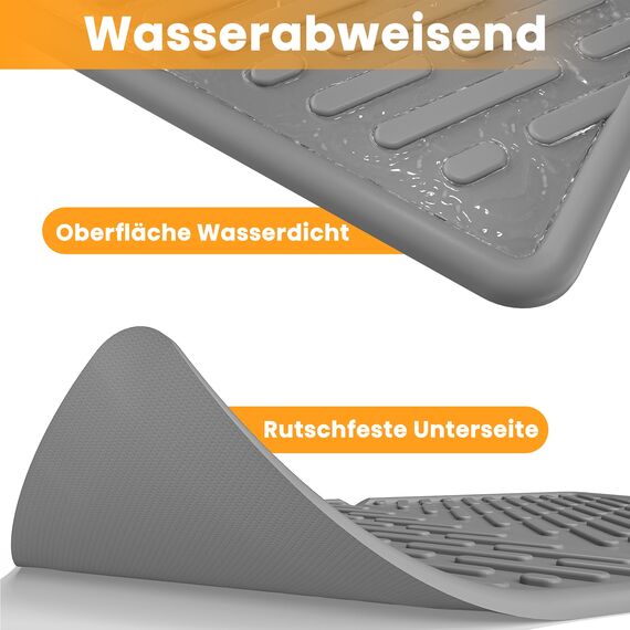 Pieviev Katzenklo Matte, 61×43cm Katzenstreu Matte vor Katzentoilette, Wasserdichte Katzenklo Unterleger zum Auffangen von Katzenstreu, Leichte EVA Katzenmatte in Grau