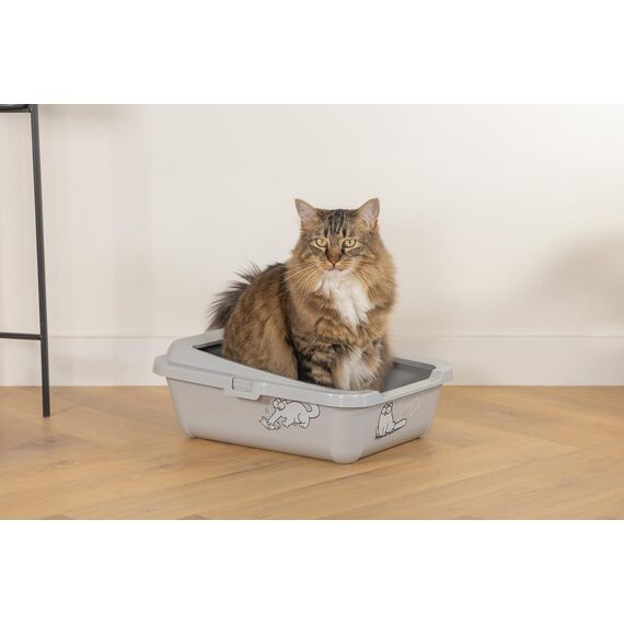 Simon's Cat, Katzentoilette mit Rand L: 43 cm B: 32 cm H: 16 cm grau
