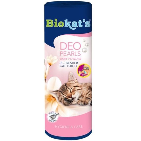 Biokat's Deo Pearls Baby Powder - Streuzusatz mit Duft für Frische und feste Klumpen in der Katzentoilette - 6 Dosen (6 x 700 g)