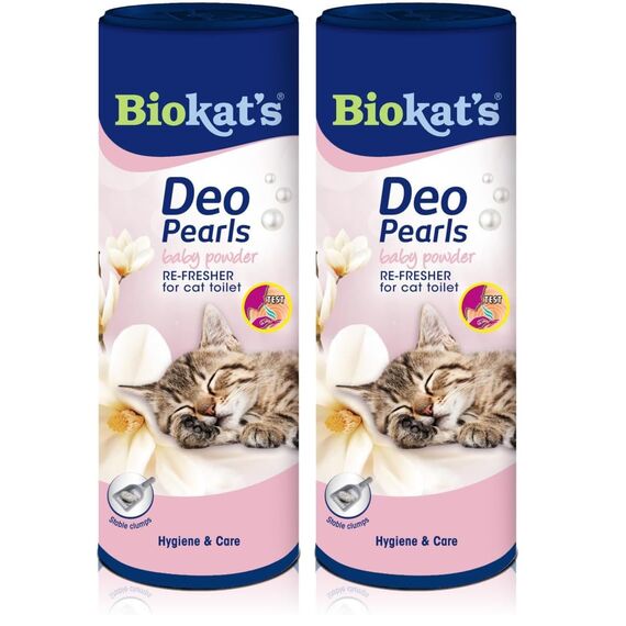 Biokat's Deo Pearls Baby Powder - Streuzusatz mit Duft für Frische und Feste Klumpen in der Katzentoilette - 1 Dose (1 x 700 g) (Packung mit 2)