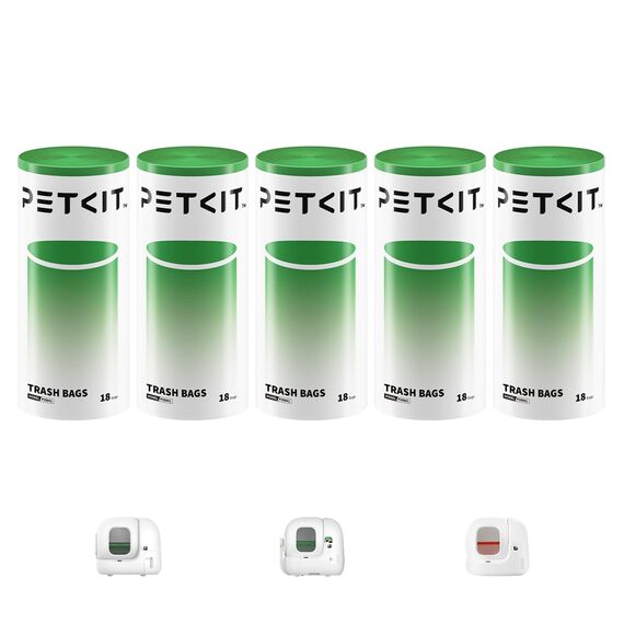 PETKIT Katzentoilettenbeutel mit Zugbändern, Beutel für Katzentoilette für Pura MAX 2 und PUROBOT Max Pro,Kratzfest für Haustier Katze Hunde Hundekot Katzenstreu 5 Rollen*18 (90 Stück)