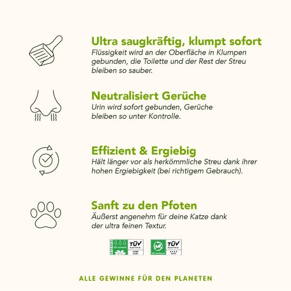 Almo Nature Natural Cat Litter Soft Texture - Klumpende Katzenstreu, 100% pflanzlich, biologisch abbaubar, ergiebig und gegen Gerüche. Sack 4,54Kg