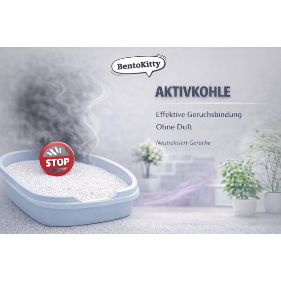 BentoKitty Katzenstreu (10L, 1er Pack) mit Aktivkohle, Klumpend, weiß, feinkörnig, Klumpstreu aus Bentonite, für Sensitive Katzenpfoten geeignet