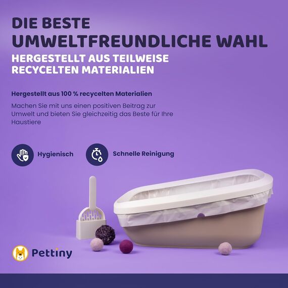 Pettiny Jumbo Katzentoilettenbeutel mit Zugbändern – 20er Pack Kratzfeste Tüten für Riesige Katzentoilette