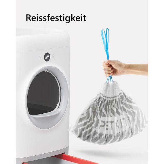 PETKIT Katzentoilettenbeutel mit Zugbändern, Beutel für Katzentoilette für Pura MAX 2 und PUROBOT Max Pro 2,Kratzfest für Haustier Katze Hunde Hundekot Katzenstreu 1 Rollen*20 (20 Stück)