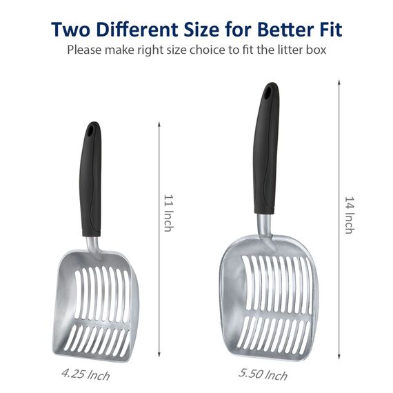 WePet Katzenstreuschaufel, Aluminiumlegierung, Metall Schaufel für Katzen, Tiefe Schaufel, Langer Griff, Kotsieb, Kätzchen Kotheber, langlebig, robust, für Katzenklo