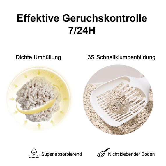 FUKUMARU Tofu Katzenstreu 10.8kg, schnell klumpstreu für Katzen, Gemischtes Maispellets, Staubfrei und Leicht klumpend, Geruchskontrolle, spült in der Toilette, Geringe Rückstände