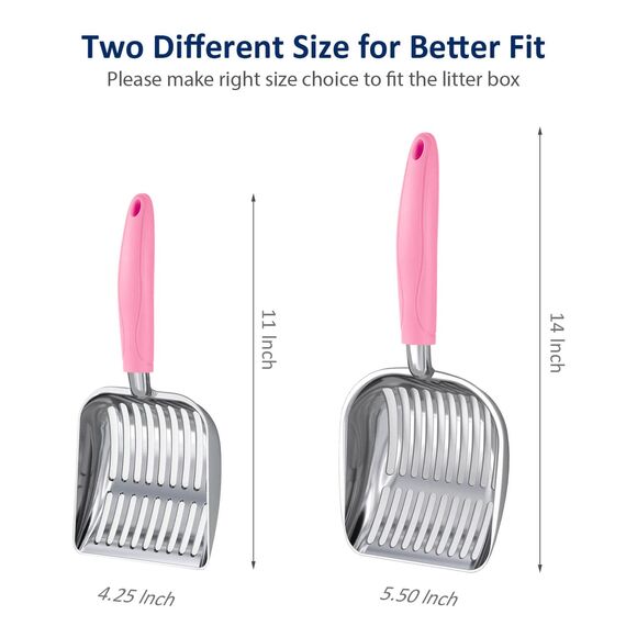WePet Katzenstreuschaufel, Sieb aus Aluminiumlegierung, Kitty-Metallschaufel, tiefe Schaufel, langer Griff, Kotsieb, Kätzchenkot-Heber, langlebig, robust, für Katzentoilette