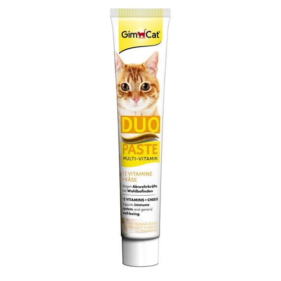 GimCat Duo Paste Multi-Vitamin und Käse - Wertvolle Vitamine steigern Abwehrkräfte und Wohlbefinden - 1 Tube (1 x 50 g)