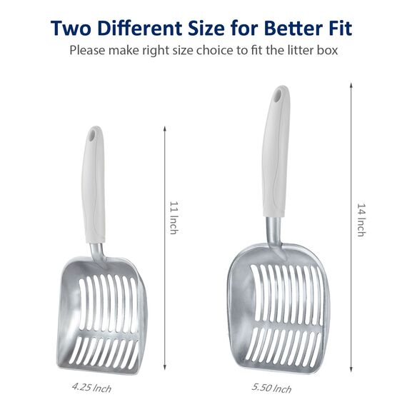 WePet Katzenstreuschaufel, Aluminiumlegierung, Metall Schaufel für Katzen, Tiefe Schaufel, Langer Griff, Kotsieb, Kätzchen Kotheber, langlebig, robust, für Katzenklo