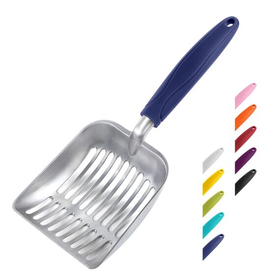 WePet Katzenstreuschaufel, Aluminiumlegierung, Metall Schaufel für Katzen, Tiefe Schaufel, Langer Griff, Kotsieb, Kätzchen Kotheber, langlebig, robust, für Katzenklo