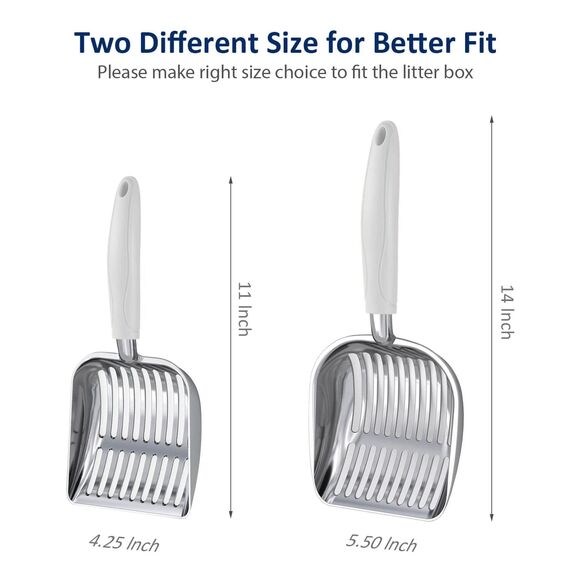 WePet Katzenstreuschaufel, Sieb aus Aluminiumlegierung, Kätzchen-Metallschaufel, tiefe Schaufel, langer Griff, Kotsieb, Kätzchen-Kot-Heber, langlebig, strapazierfähig, für Katzentoilette
