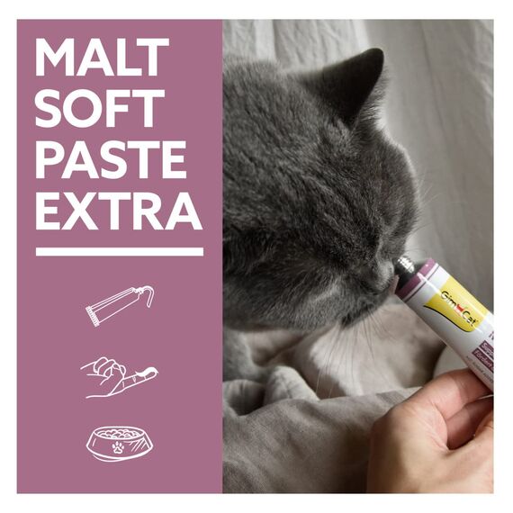 GimCat Malt-Soft Paste Extra - Anti-Hairball Katzensnack fördert Ausscheidung von Haarballen - 1 Tube (1 x 200 g)