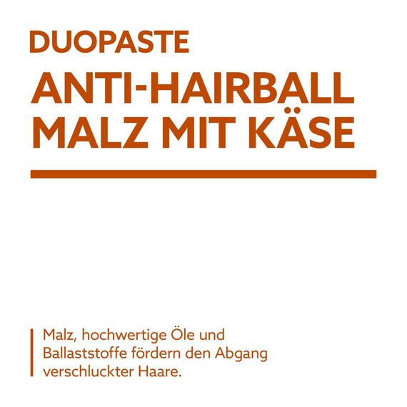 GimCat Duo Paste Anti-Hairball Malz und Käse - Katzensnack fördert den Abgang verschluckter Haare - 1 Tube (1 x 50 g)