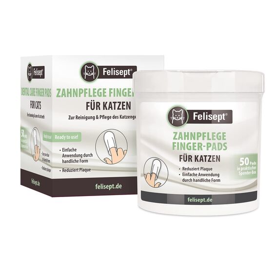 Felisept Zahnpflege Finger-Pads für Katzen 50 Stück - Fingerlinge für effektive Katzen Zahnpflege, Mundhygiene & frischen Atem, Reduziert Plaque, Zahnreiniger Katze