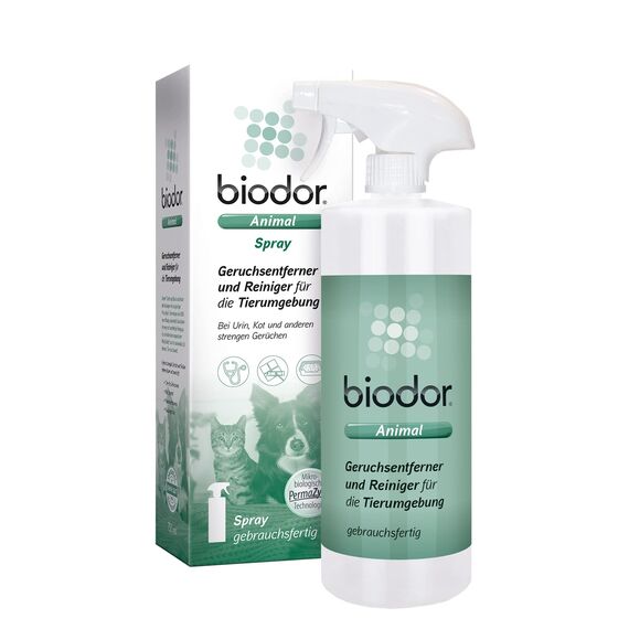 Biodor Animal Spray 750ml - Geruchsneutralisierer, Geruchsentferner & Reiniger für die Tierumgebung - Enzymreiniger Urin, Kot & anderen strengen Gerüchen - Hundeurin, Katzenurin Geruchsentferner