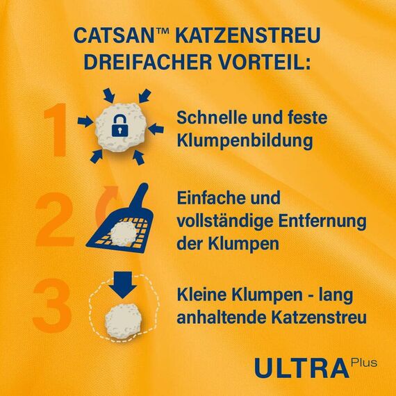 Catsan Ultra Plus Katzenstreu für Katzen, 10 Liter (1 Beutel) – Klumpstreu aus Naturton
