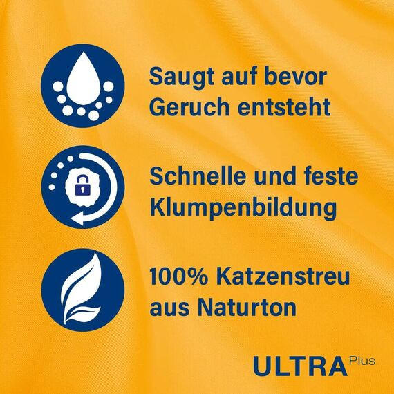Catsan Ultra Plus Katzenstreu für Katzen, 10 Liter (1 Beutel) – Klumpstreu aus Naturton