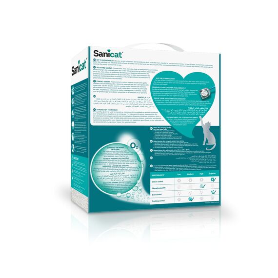Sanicat Klumpstreu Active White mit Lotusblumenduft Hergestellt aus natürlichen Mineralien mit garantierter Geruchsbindung Absorbiert die Feuchtigkeit und erleichtert die Reinigung Packungsgröße 6l