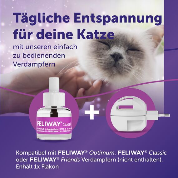 FELIWAY Classic 30 Tage Nachfüllflakon für den Pheromon Verdampfer, 48ml - Hilft Anzeichen von Stress bei Katzen und Kitten zu reduzieren, von Tierärzten empfohlen, klinisch getestet