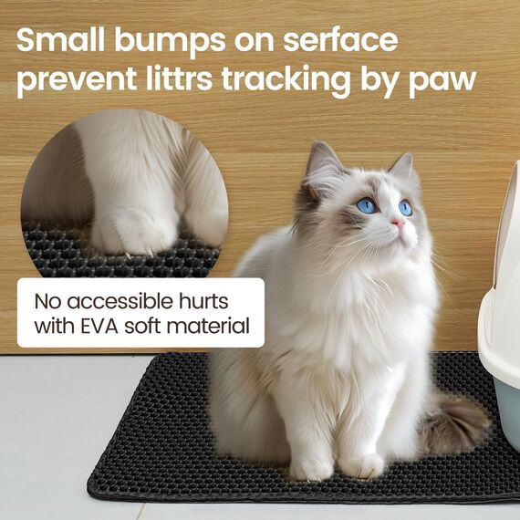 Katzenklo Matte, 75x55 cm Katzenstreu Matte, Doppelte Schichte Non-Slip wasserdichte Entwurf Katzenmatte Katzenklo, Bienenwabe Matte Katzentoilette, Cat Litter Mat Streu Kontrolle