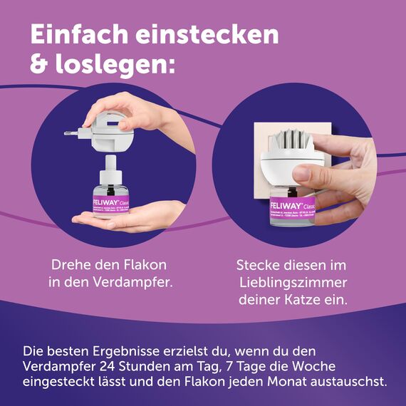 FELIWAY Classic 3x30 Tage Vorteilspack für Pheromon Verdampfer, 3x48ml - Hilft Anzeichen von Stress bei Katzen und Kitten zu reduzieren, von Tierärzten empfohlen, klinisch getestet