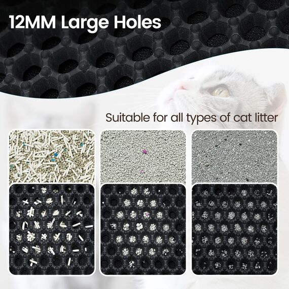 Katzenklo Matte, 75x55 cm Katzenstreu Matte, Doppelte Schichte Non-Slip wasserdichte Entwurf Katzenmatte Katzenklo, Bienenwabe Matte Katzentoilette, Cat Litter Mat Streu Kontrolle