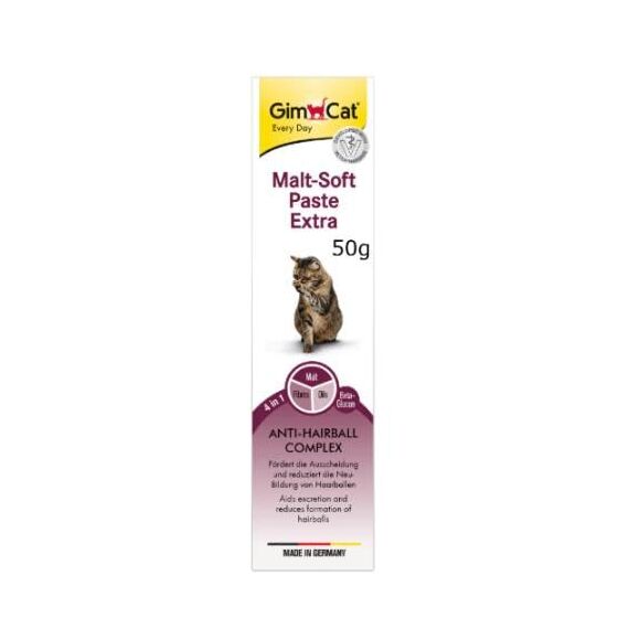 GimCat Malt-Soft Paste Extra - Anti-Hairball Katzensnack fördert Ausscheidung von Haarballen - 1 Tube (1 x 50 g)