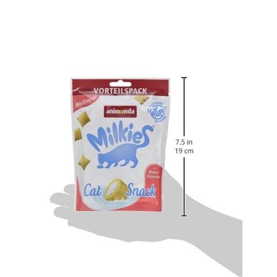 animonda Milkies Katzensnack mit Milch - Knusperkissen Wellness (6 x 120g), getreidefreie Katzenleckerli Milch Katzensnacks für Erwachsene Katzen