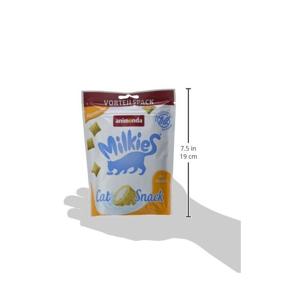 animonda Milkies Katzensnack mit Milch - Knusperkissen Harmony (6 x 120g), getreidefreie Katzenleckerli Milch Katzensnacks für Erwachsene Katzen