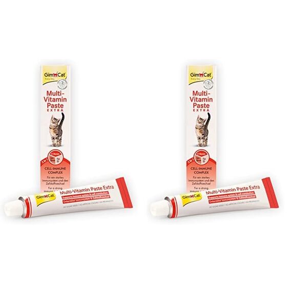 GimCat Multi-Vitamin Paste Extra - Katzensnack mit Fischöl für EIN Starkes Immunsystem und den Zellstoffwechsel - 1 Tube (1 x 200 g) (Packung mit 2)